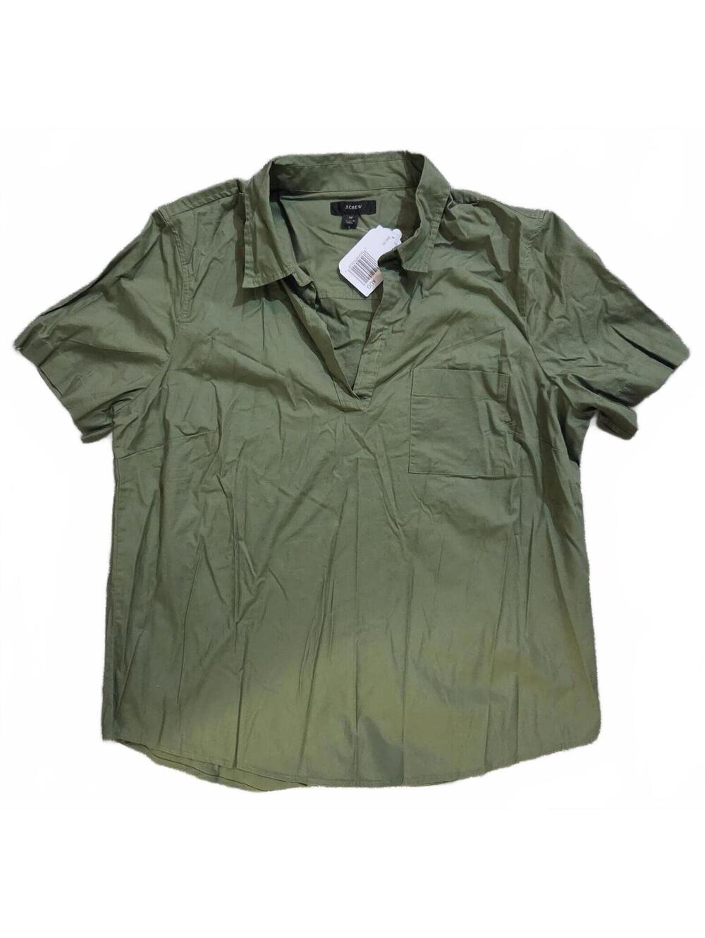 J.Crew Women's Olive Green Short Sleeve Shirt Medium